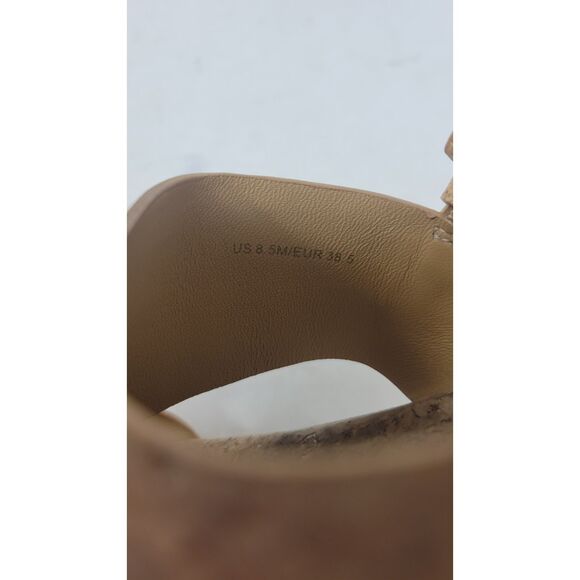 VINCE. Natural Beige Cork Asymmetrical Shelby Round Toe Wedge Buckle Sandal - Picture 7 of 7